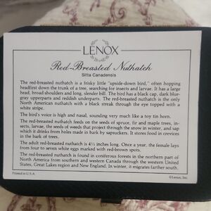 Lenox White Red-Breasted Nuthatch Information Card